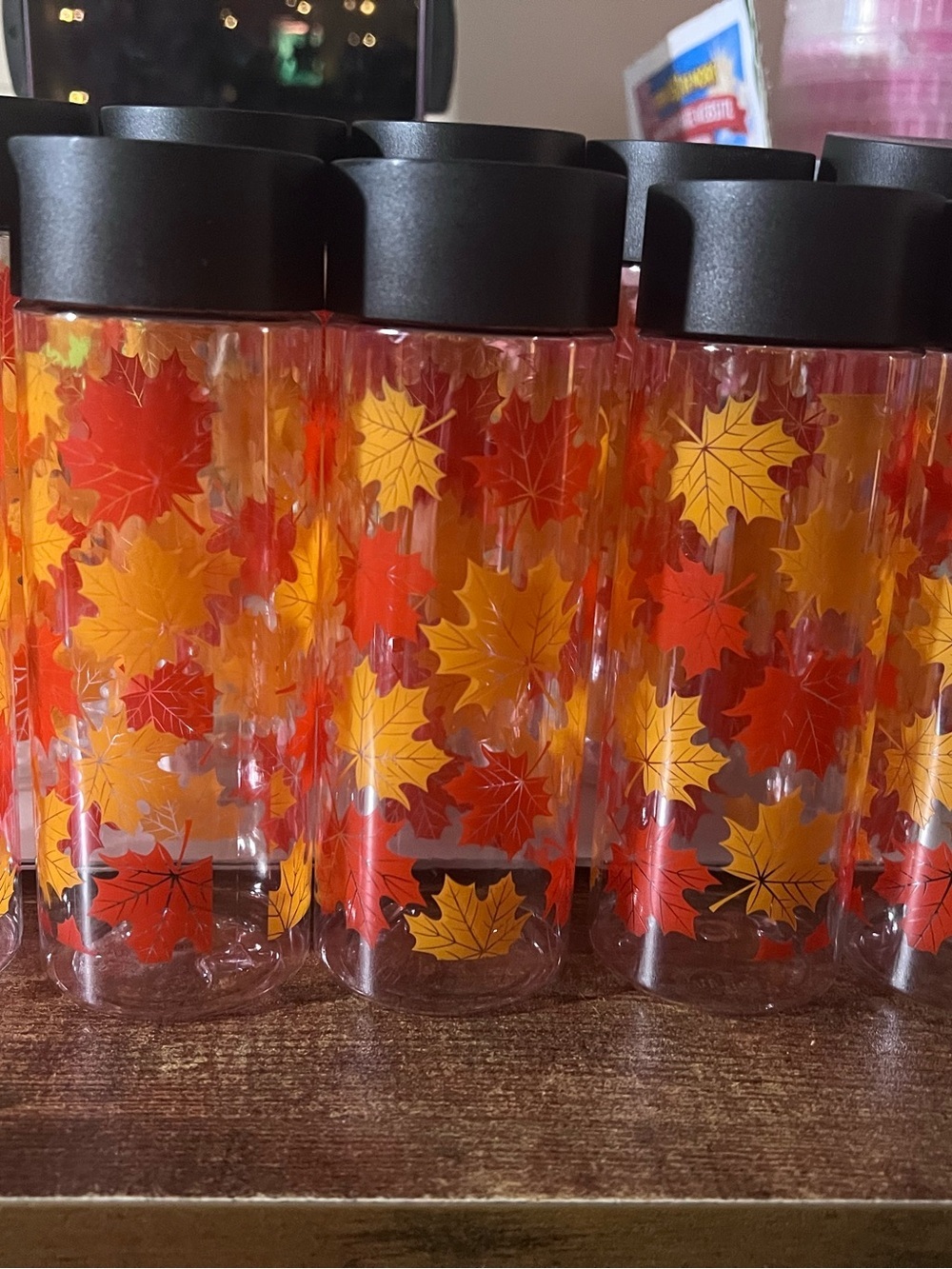 15 Fall Maple Leaves Plastic Bottles with Lids Leak free top